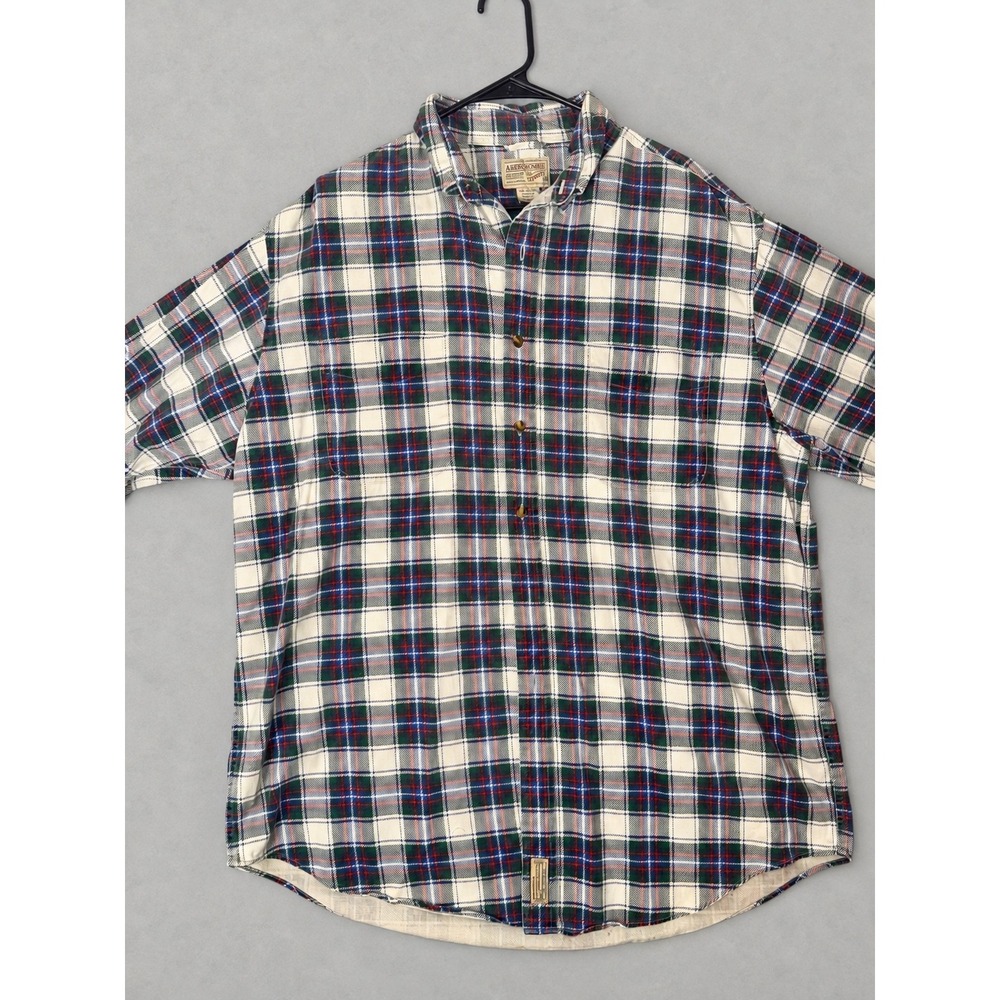 Abercrombie Big Shirts Mens Plaid Button Down Cotton Long Sleeve Green Blue L